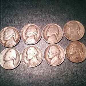 8 Jefferson War Nickels 35% Silver